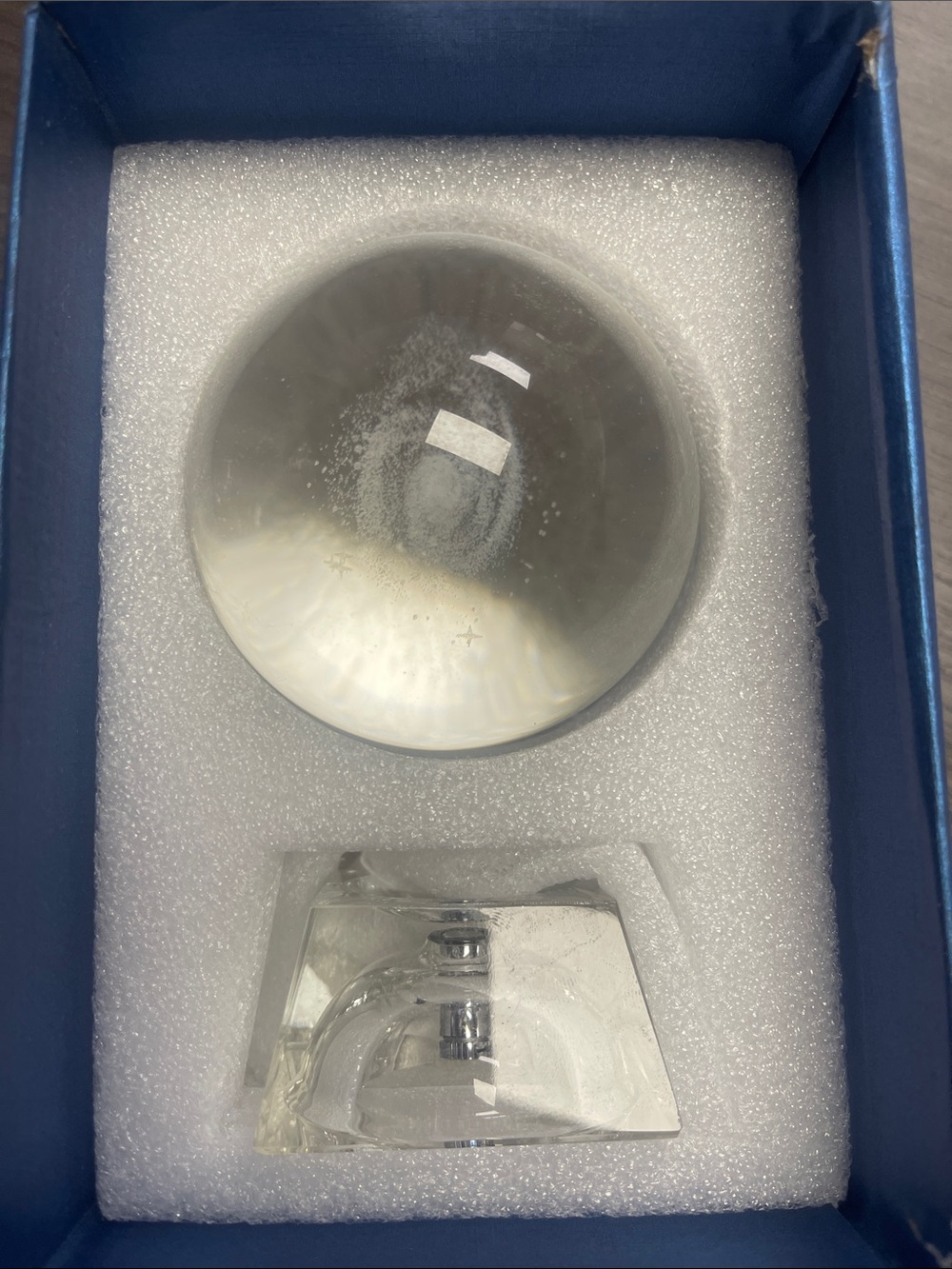 Clear Crystal Ball Phone Stand - Transparent Silver Accent